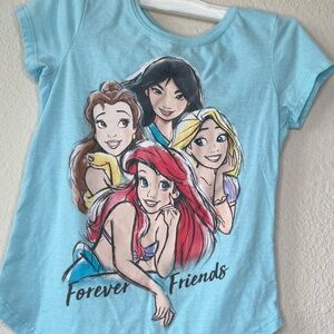 Disney Princess T-Shirt, Blue, Size 7-8, Forever Friends